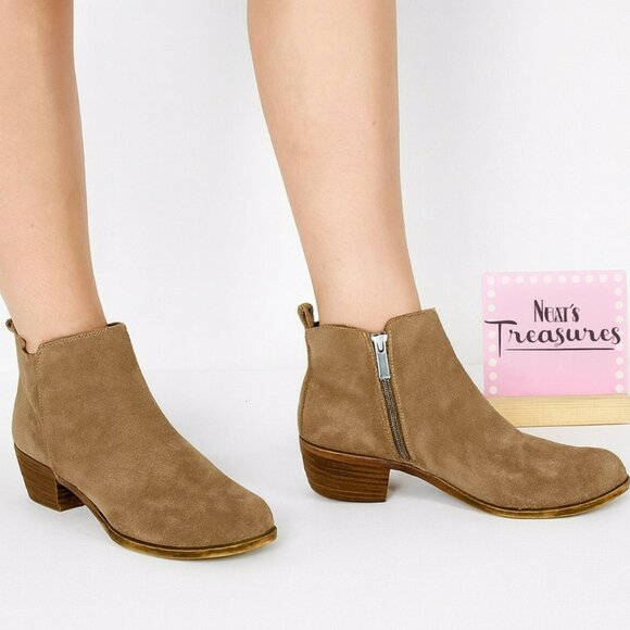 Lucky Brand Womens BASEL Java Brown Suede Double Zip Bootie Ankle Boots Sz 8.5 M - Picture 1 of 9